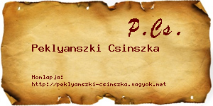 Peklyanszki Csinszka névjegykártya